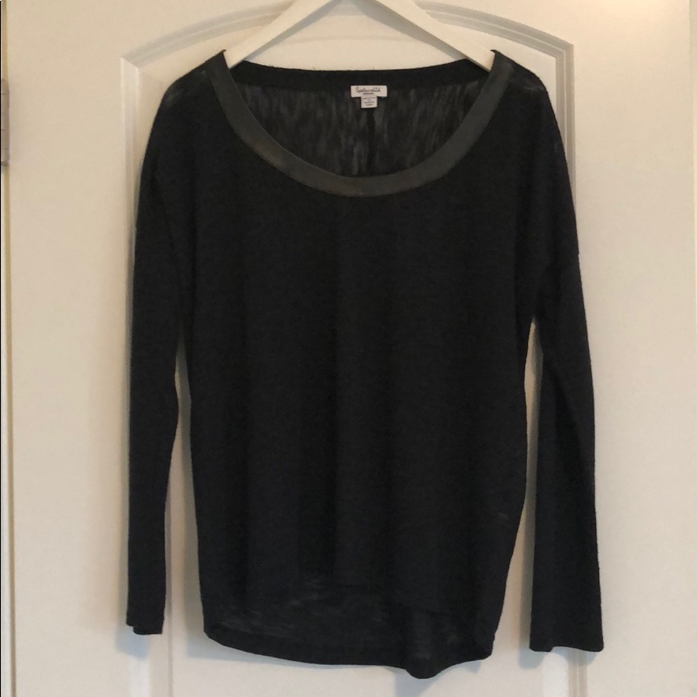 Splendid black top with leather trim